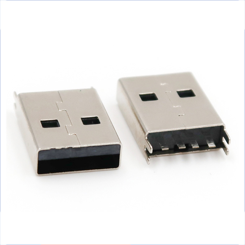 USB AM 2.0夹板LCP黑胶